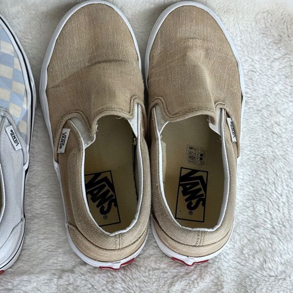 Vans Womens Checker Board Classic Slip-On Shoes Size 6.5 Blue White Tan Lot of 2 - Picture 5 of 6